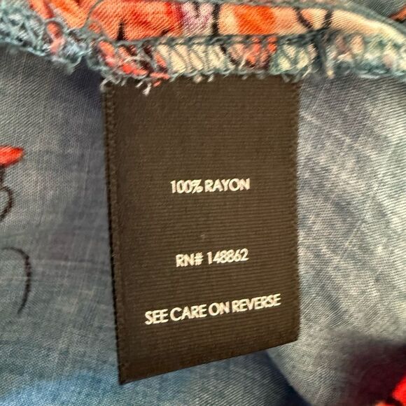 Torrid Womens Floral Rayon Challis 3/4 Sleeve Harper Blouse Blue Multi Size 3/3X - Picture 8 of 9